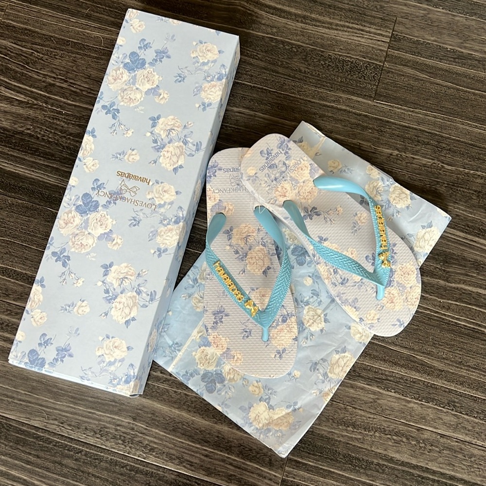 LoveShackFancy x Havaianas Flip-Flops in Whisper Blue